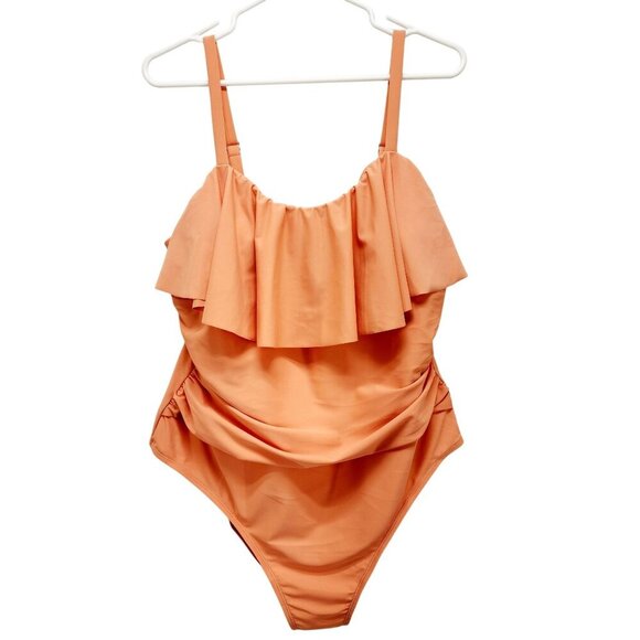 CUPSHE Women's Swimsuit Ruffle Trim Belly Concealing One Piece Swimwear Size 2X - Picture 3 of 13